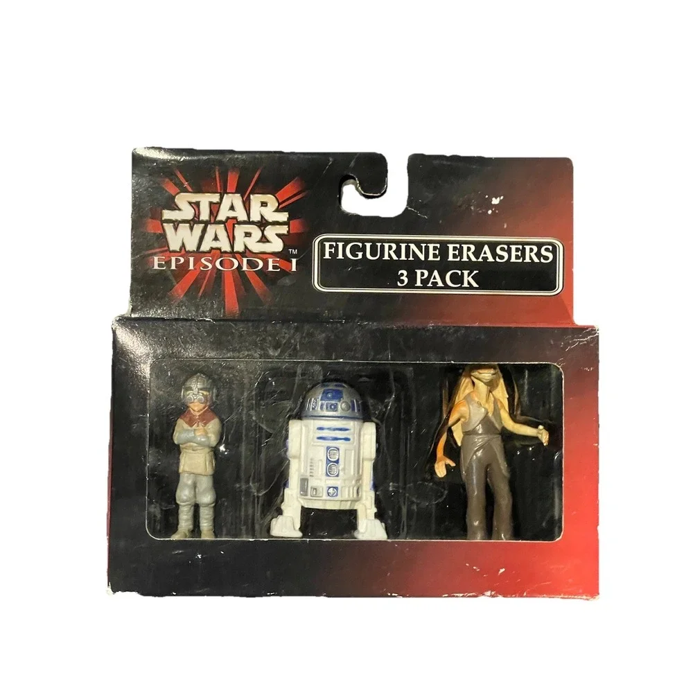 Star Wars Episode 1 Figurine Erasers 3 Pack-Anakin, R2-D2, and Jar Jar  NEW